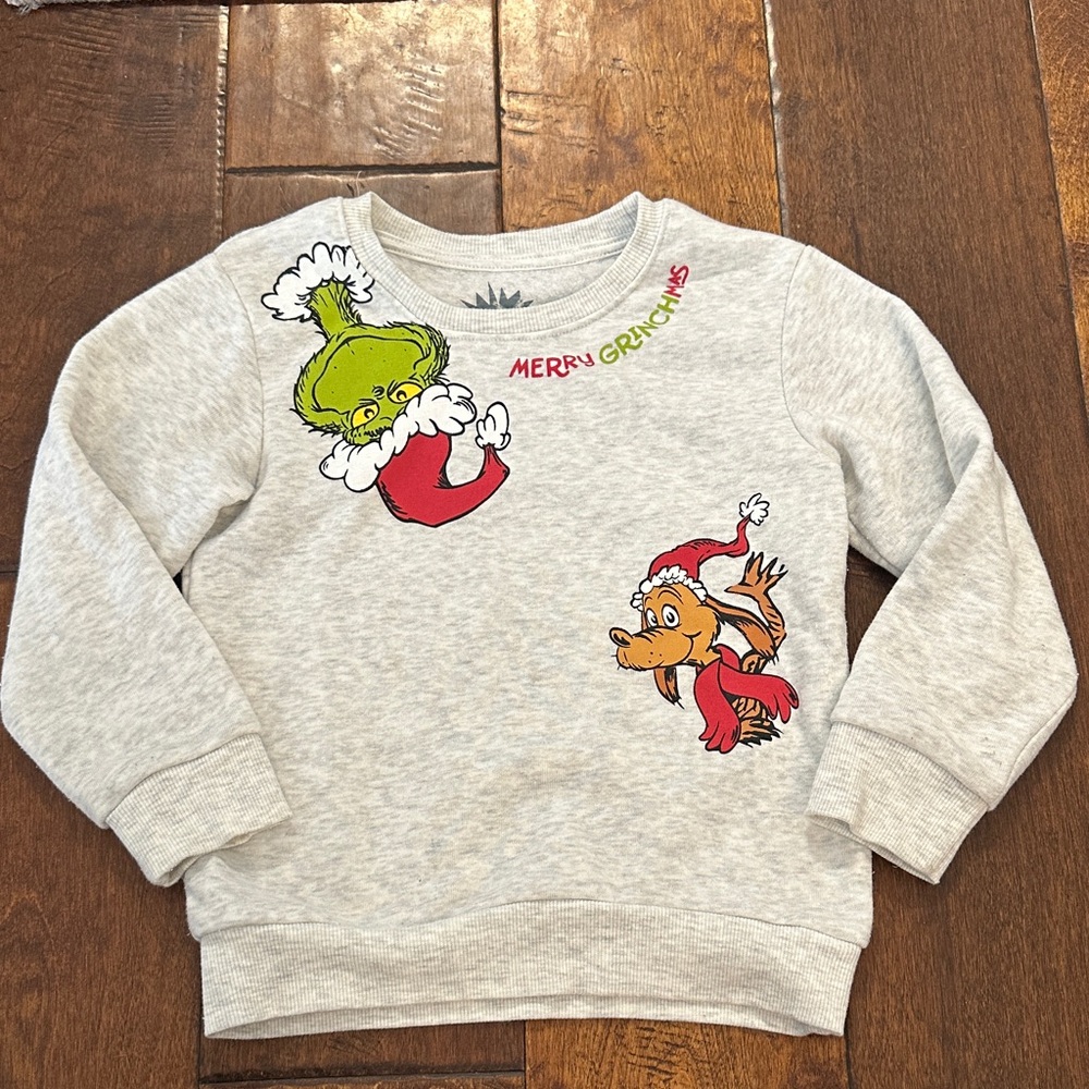 Dr. Seuss Kids Light Gray Sweatshirt with Grinch and Max